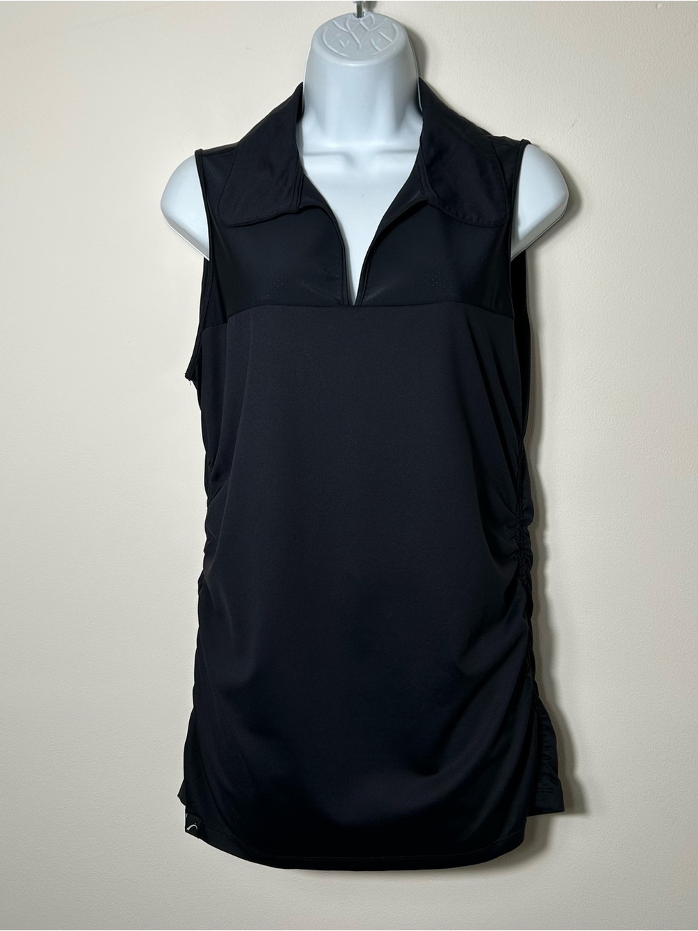 SwingDish Golf Polo Top Womens Large Black V Neck Sports Performance Athletic